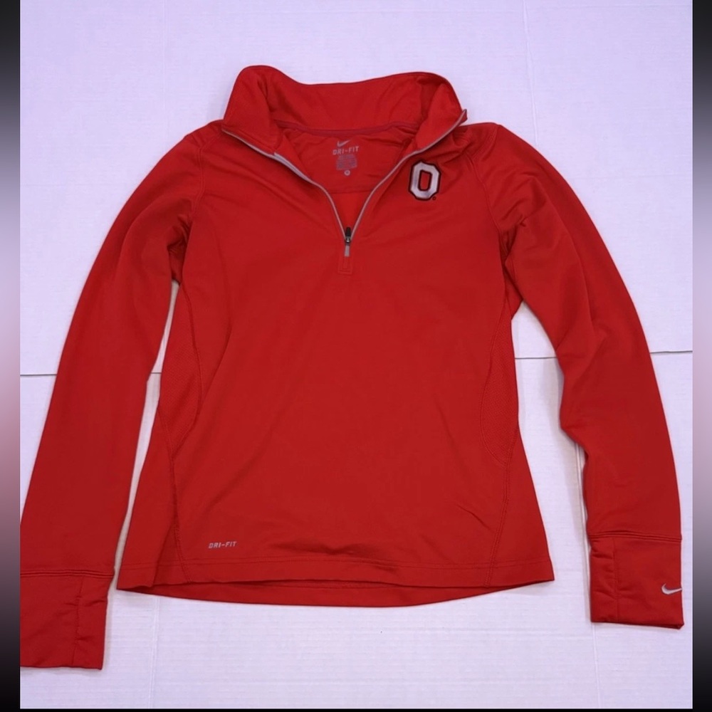 Nike Ohio State Red Dri-FIT Quarter Zip Long Sleeve Shirt